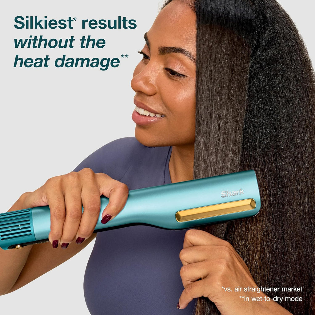 SHARK SILKI PRO 3-IN-1 HAIR STRAIGHTENER, STYLER & DRYER, TURQUOISE WAVE