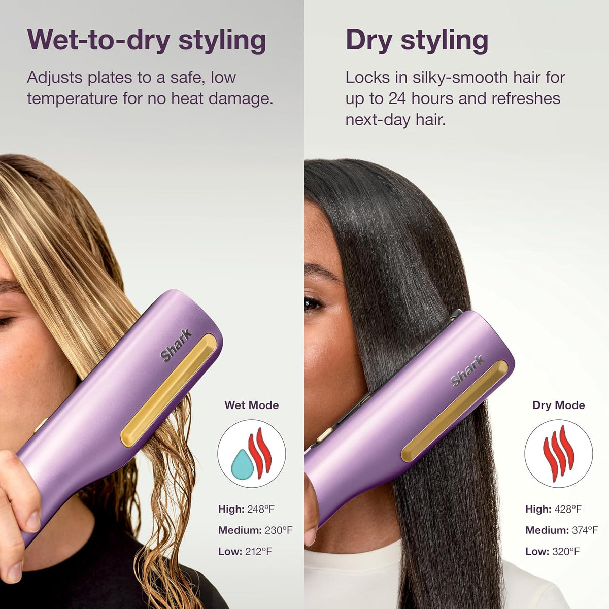 SHARK SILKI PRO 3-IN-1 HAIR STRAIGHTENER, STYLER & DRYER, PLUM SATIN
