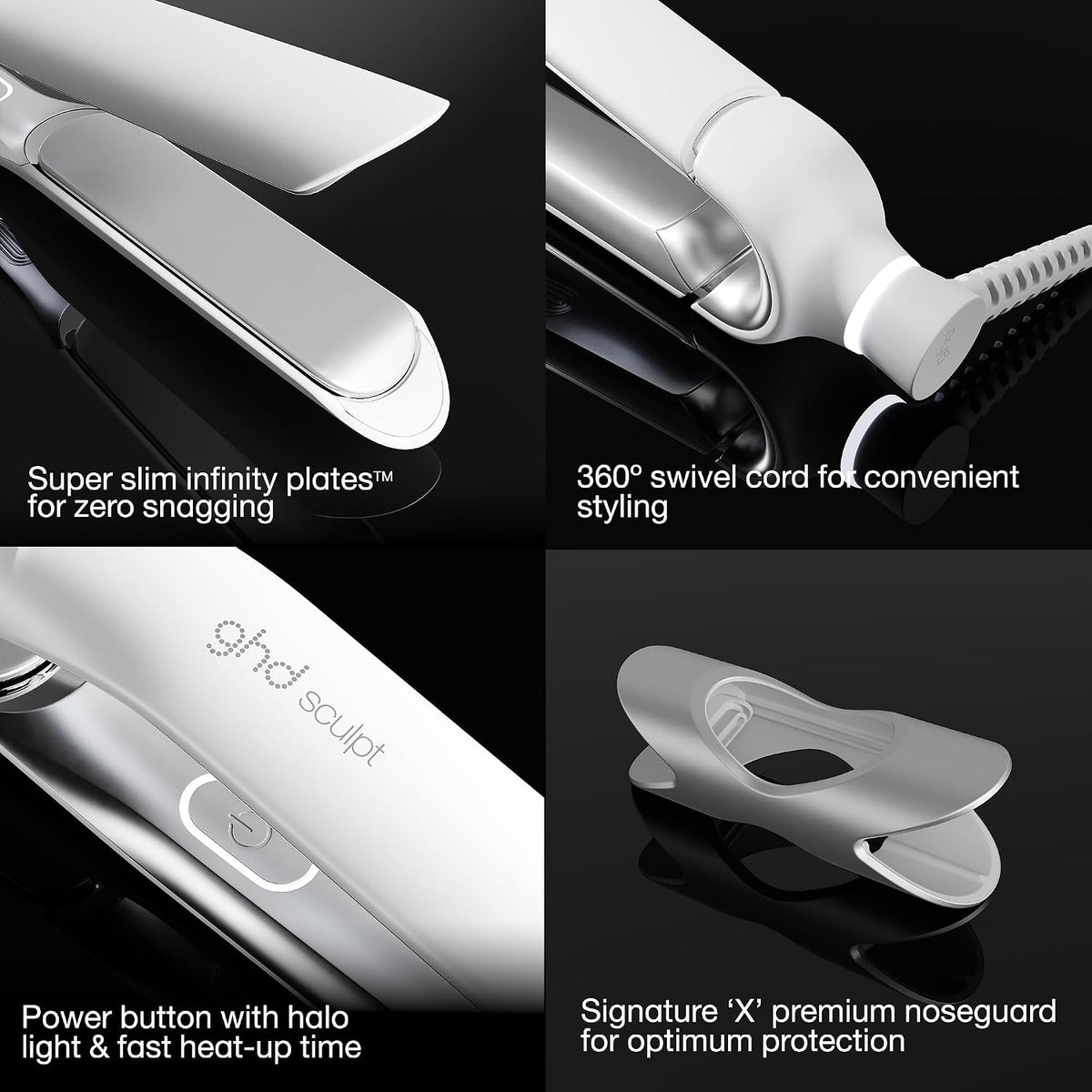 NEW GHD SCULPT INTERACTIVE HAIR STRAIGHTENER WHITE
