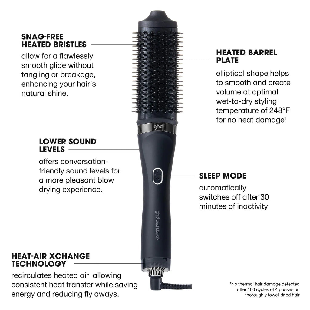 GHD DUET BLOWDRY HAIR DRYER BRUSH IN BLACK