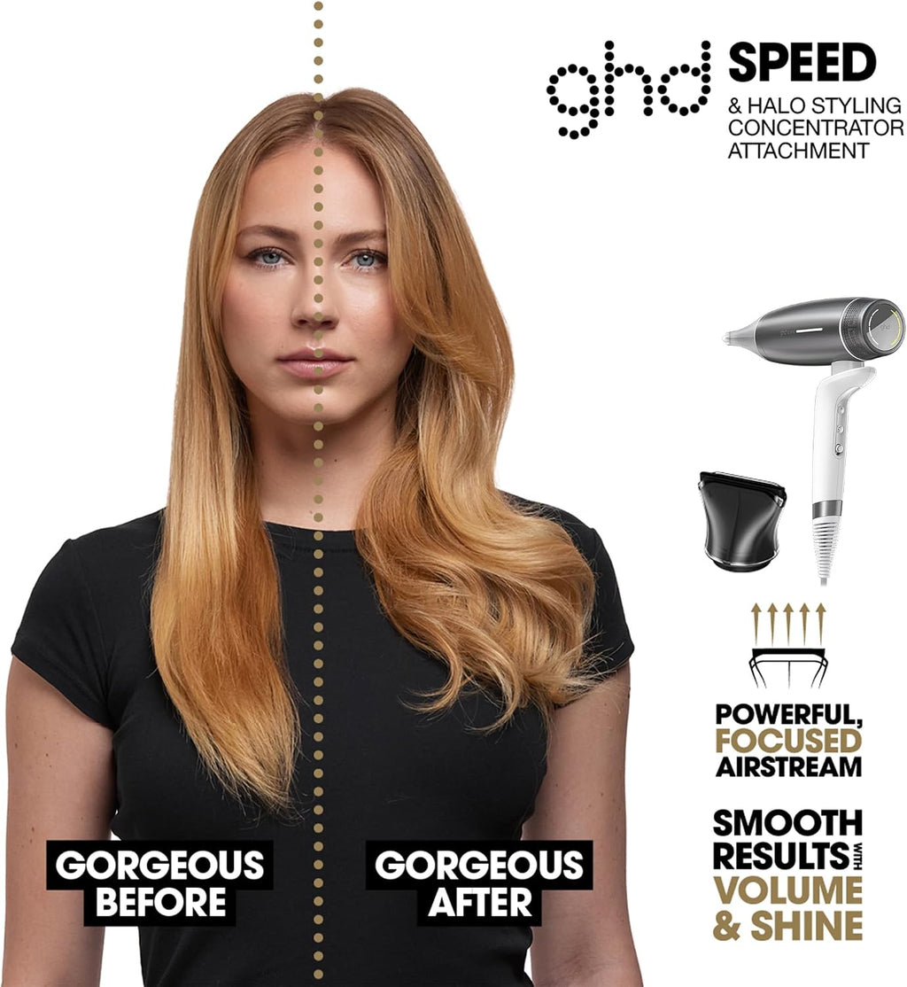 NEW GHD SPEED IONIC HAIR DRYER IN SILVER WHITE